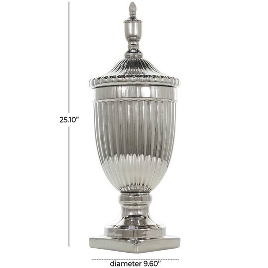 Silver Ceramic Decorative Jars with Grooves